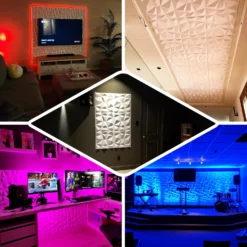 12 Pack Matte 3D Diamond Textured Stick On Wall Panels, PVC Waterproof Wall Tiles 20"X20" 19 12 Pack Matte 3D Diamond Textured Stick On Wall Panels, PVC Waterproof Wall Tiles 20"X20" -Home Decor Promotional Store WLL PVC 001 WHTM EBC2