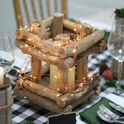 Rustic Multipurpose Wooden Lantern Centerpiece Hanging Candle Holder With Rope Handles -Home Decor Promotional Store WOD CAND 001 PARENT 3