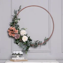 Rose Gold Heavy Duty Metal Hoop Wreath, Floral Hoop