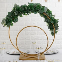 Gold Double Metal Hoop Centerpiece, Flower Stand 24" 16" -Home Decor Promotional Store WOD HOPMET3 1624 GOLD