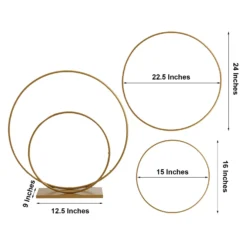 Gold Double Metal Hoop Centerpiece, Flower Stand 24" 16" -Home Decor Promotional Store WOD HOPMET3 1624 GOLD 98