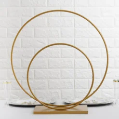 Gold Double Metal Hoop Centerpiece, Flower Stand 24" 16" -Home Decor Promotional Store WOD HOPMET3 1624 GOLD D11