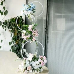 4-Tier Metal Hoop Pillar Flower Stand, Wreath Arch Table Centerpiece 3ft -Home Decor Promotional Store WOD HOPMET4 3 WHT D02.progressive bde45e4b 4256 4bcf 94c6 249a270a0eb4