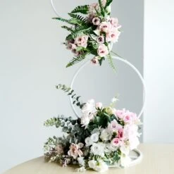 4-Tier Metal Hoop Pillar Flower Stand, Wreath Arch Table Centerpiece 3ft -Home Decor Promotional Store WOD HOPMET4 3 WHT D03.progressive 17b8cc3f 4728 4cb6 974f 00055f8126a9