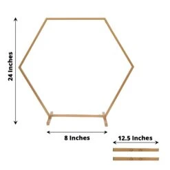 Gold Metal Hexagon Table Arch Centerpiece Stand, Geometric Self Standing Flower Balloon Frame -Home Decor Promotional Store WOD HOPMET5H 24 GOLD 98