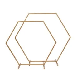 Gold Metal Hexagon Table Arch Centerpiece Stand, Geometric Self Standing Flower Balloon Frame -Home Decor Promotional Store WOD HOPMET5H 24 GOLD D07