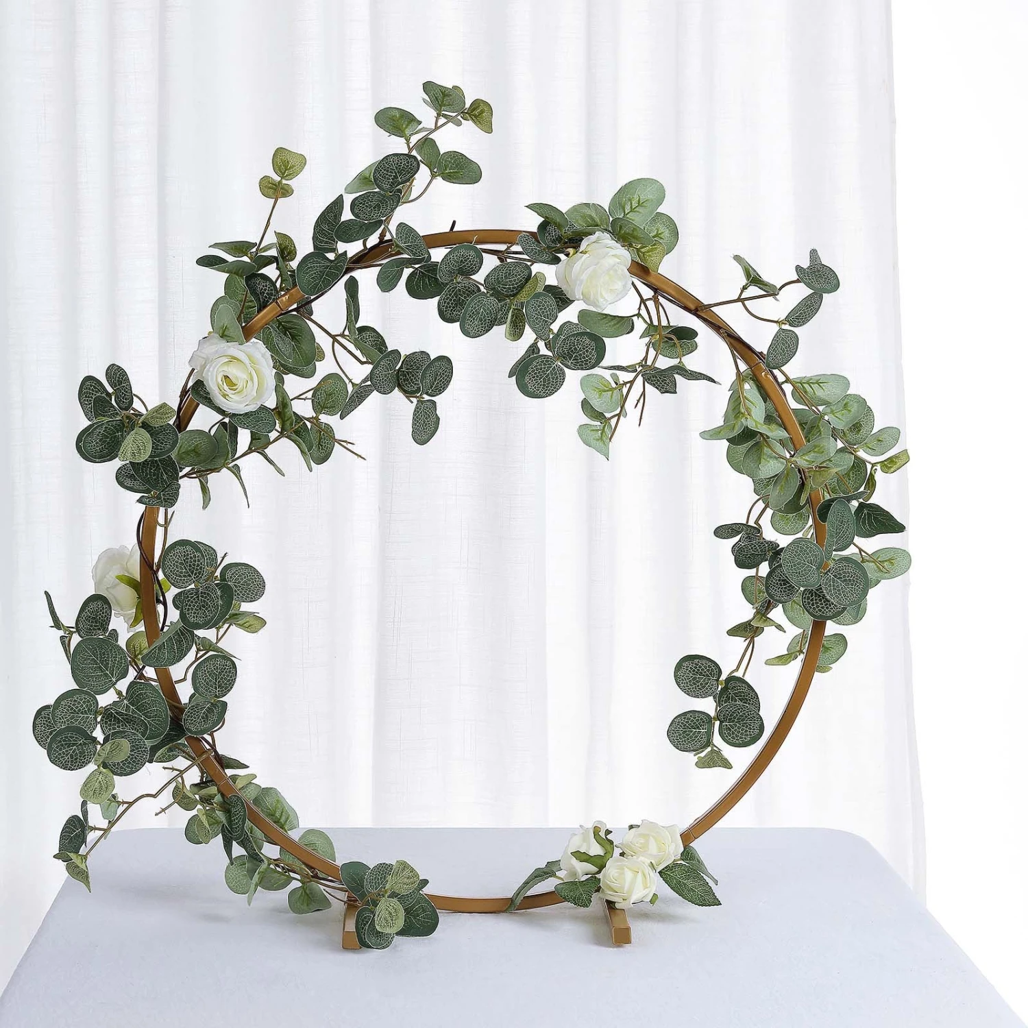 Round Arch Centerpiece, Metal Hoop Wreath Tabletop Decor 20" 6 Round Arch Centerpiece, Metal Hoop Wreath Tabletop Decor 20" - Image 6