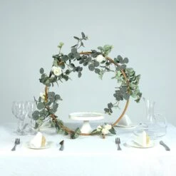 Round Arch Centerpiece, Metal Hoop Wreath Tabletop Decor 20"
