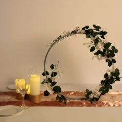 Round Arch Centerpiece, Metal Hoop Wreath Tabletop Decor 20" 19 Round Arch Centerpiece, Metal Hoop Wreath Tabletop Decor 20" -Home Decor Promotional Store WOD HOPMET5 20 SILV D01.progressive df82296c a65b 43b1 9df4 6574e7e909ae
