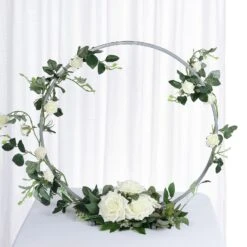 Round Arc Centerpiece, Metal Hoop Wreath Tabletop Decor 24"