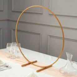 Metal Round Hoop Centerpiece, Self Standing Table Floral Wreath Frame 28" -Home Decor Promotional Store WOD HOPMET5 28 GOLD D02