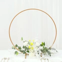 Metal Round Hoop Centerpiece, Self Standing Table Floral Wreath Frame 28"