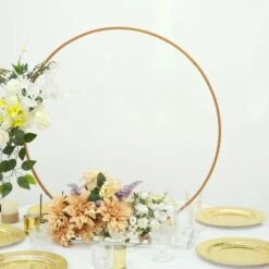 Metal Round Hoop Centerpiece, Self Standing Table Floral Wreath Frame 32" -Home Decor Promotional Store WOD HOPMET5 32 GOLD D03