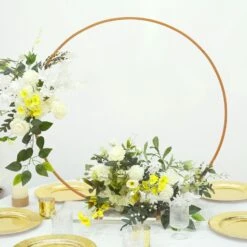 Metal Round Hoop Centerpiece, Self Standing Table Floral Wreath Frame 32" -Home Decor Promotional Store WOD HOPMET5 32 GOLD D04