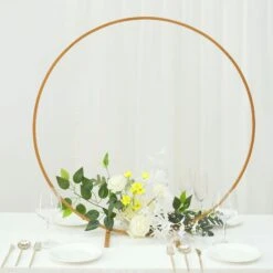 Metal Round Hoop Centerpiece, Self Standing Table Floral Wreath Frame 32" -Home Decor Promotional Store WOD HOPMET5 32 GOLD 01