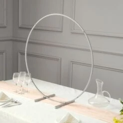 Metal Round Hoop Centerpiece, Self Standing Table Floral Wreath Frame 32" -Home Decor Promotional Store WOD HOPMET5 32 SILV D02