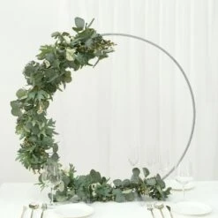 Metal Round Hoop Centerpiece, Self Standing Table Floral Wreath Frame 32"