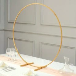 Metal Round Hoop Centerpiece, Self Standing Table Floral Wreath Frame 36" 24 Metal Round Hoop Centerpiece, Self Standing Table Floral Wreath Frame 36" -Home Decor Promotional Store WOD HOPMET5 36 GOLD D02