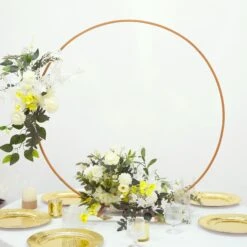 Metal Round Hoop Centerpiece, Self Standing Table Floral Wreath Frame 36" 23 Metal Round Hoop Centerpiece, Self Standing Table Floral Wreath Frame 36" -Home Decor Promotional Store WOD HOPMET5 36 GOLD D03