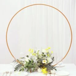 Metal Round Hoop Centerpiece, Self Standing Table Floral Wreath Frame 36" 22 Metal Round Hoop Centerpiece, Self Standing Table Floral Wreath Frame 36" -Home Decor Promotional Store WOD HOPMET5 36 GOLD 01