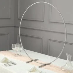 Metal Round Hoop Centerpiece, Self Standing Table Floral Wreath Frame 36" 29 Metal Round Hoop Centerpiece, Self Standing Table Floral Wreath Frame 36" -Home Decor Promotional Store WOD HOPMET5 36 SILV D02