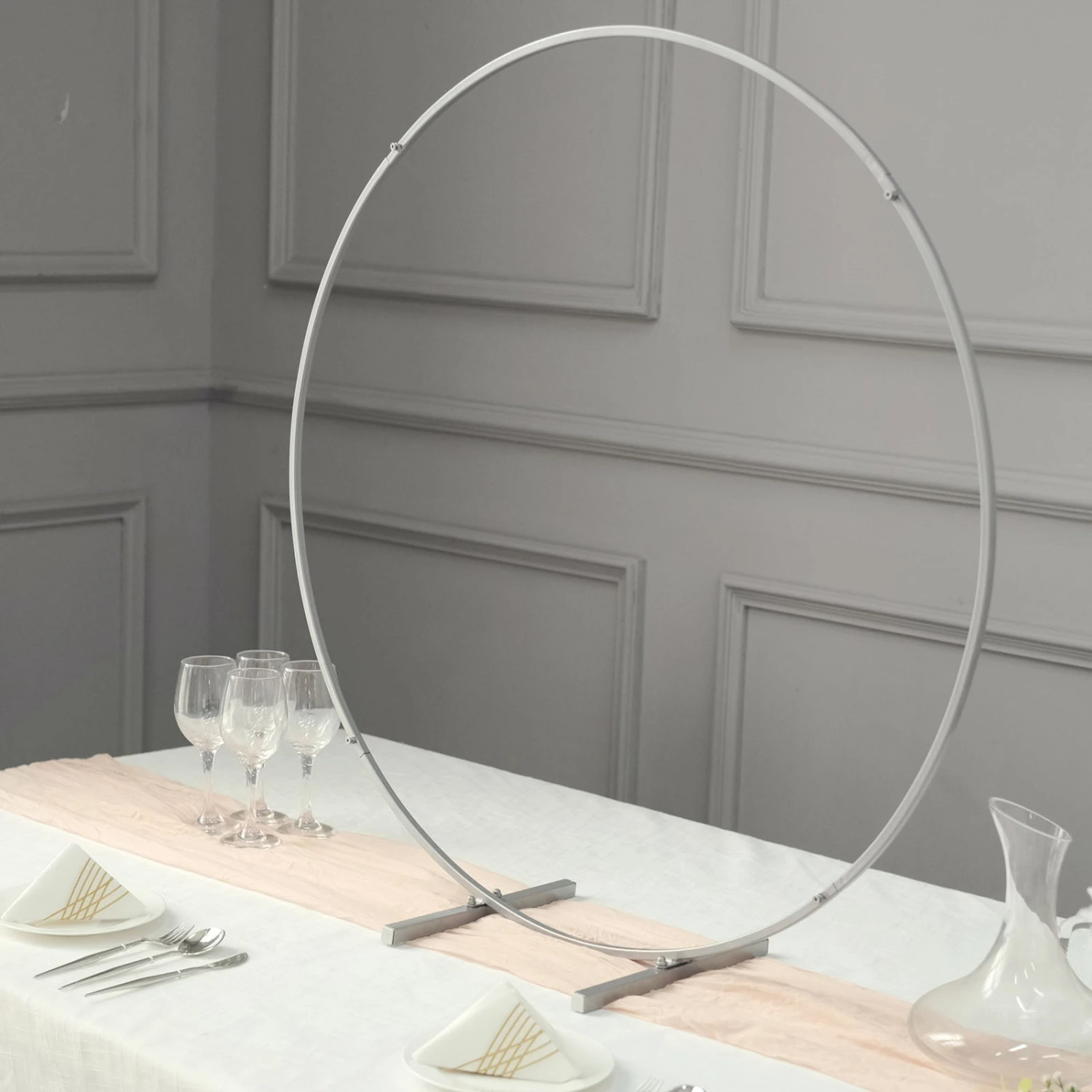 Metal Round Hoop Centerpiece, Self Standing Table Floral Wreath Frame 36" 14 Metal Round Hoop Centerpiece, Self Standing Table Floral Wreath Frame 36" - Image 14