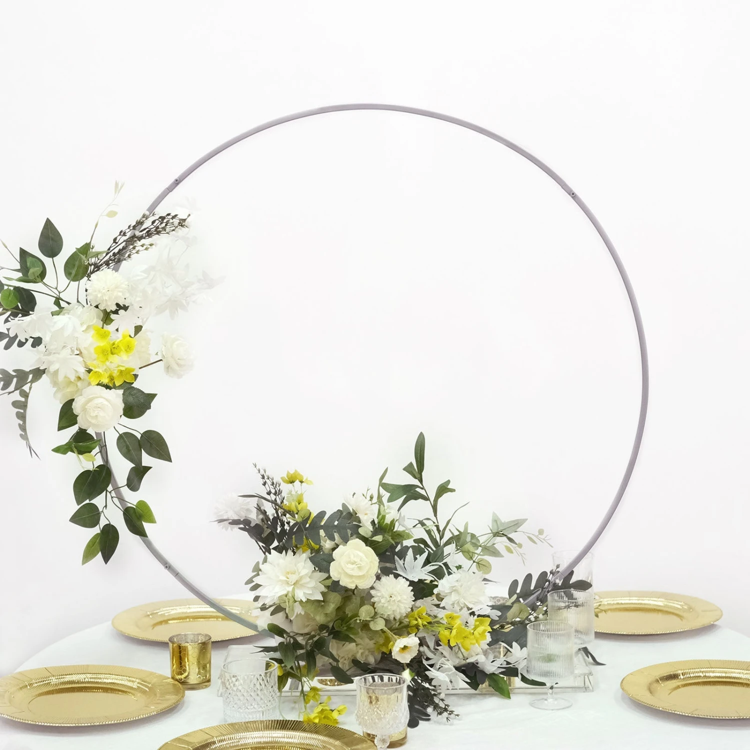 Metal Round Hoop Centerpiece, Self Standing Table Floral Wreath Frame 36" 13 Metal Round Hoop Centerpiece, Self Standing Table Floral Wreath Frame 36" - Image 13
