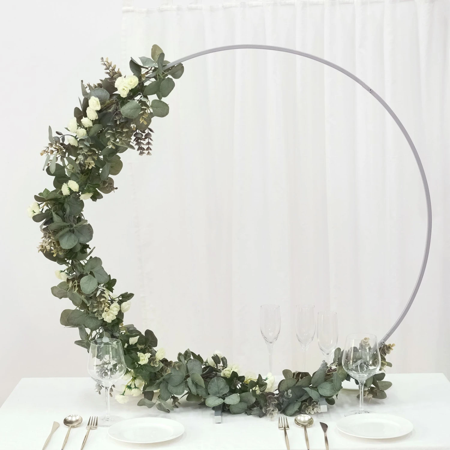 Metal Round Hoop Centerpiece, Self Standing Table Floral Wreath Frame 36" 4 Metal Round Hoop Centerpiece, Self Standing Table Floral Wreath Frame 36" - Image 4