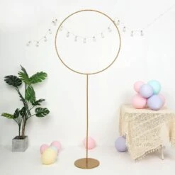 Gold Column With Hoop Flower Pillar Stand, Metal Arch Table Centerpiece – Height Adjustable -Home Decor Promotional Store WOD HOPMET7 7 GOLD D06.progressive 405fe118 198c 4cf6 8e80 362bb7aec1c7