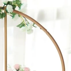 Gold Metal Round Floral Hoop Table Centerpiece With Pillars, Self Standing Balloon Arch Frame 24" -Home Decor Promotional Store WOD HOPMET9 24 GOLD D04