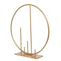 Gold Metal Round Floral Hoop Table Centerpiece With Pillars, Self Standing Balloon Arch Frame 24" -Home Decor Promotional Store WOD HOPMET9 24 GOLD D05