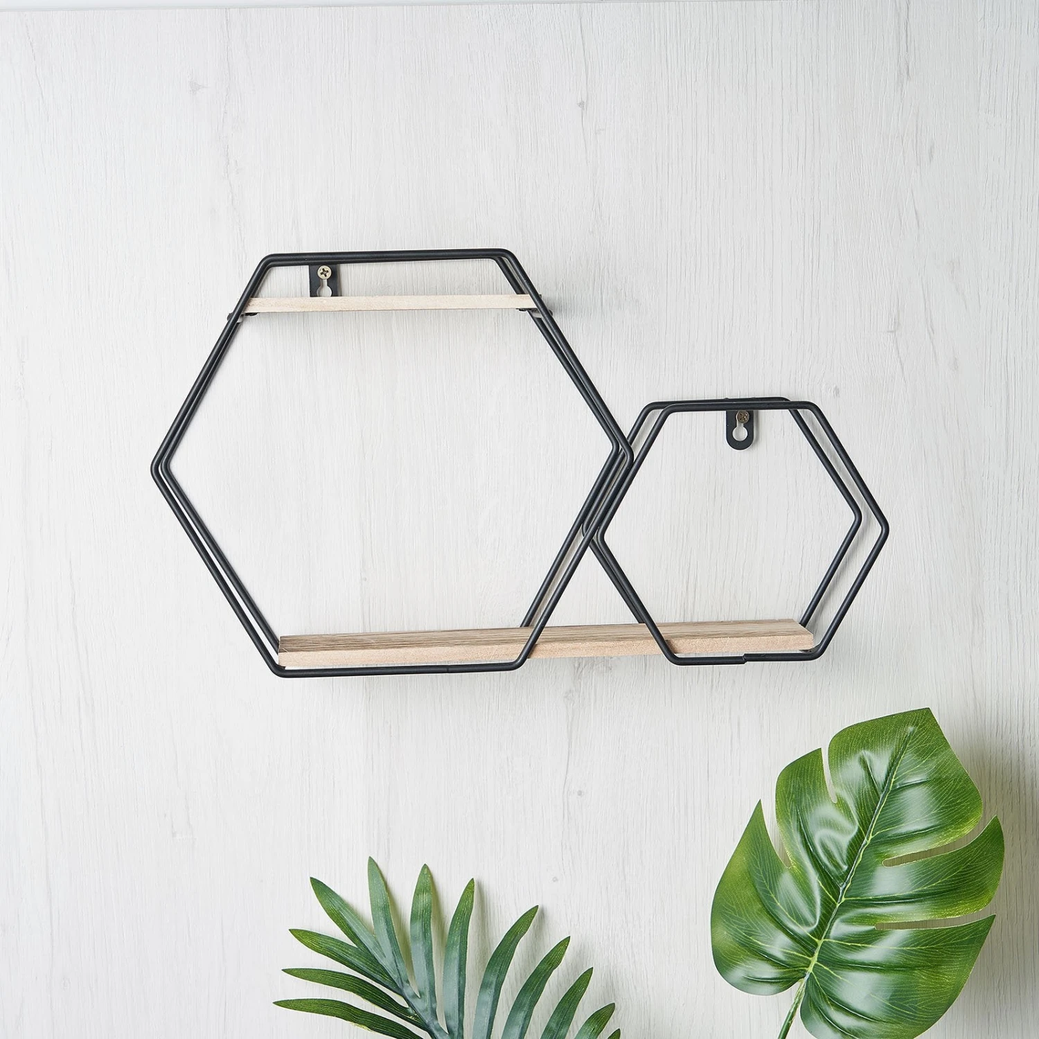 2-Tier Hexagon Floating Shelf, Dessert Display Stand With Black Double Geometric Design 10"x17" 5 2-Tier Hexagon Floating Shelf, Dessert Display Stand With Black Double Geometric Design 10"x17" - Image 5