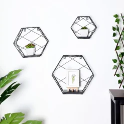 3 Pack Hexagonal Floating Wall Shelves, Decorative Geometric Wall Mounted Shelves - 9"|12"|14" -Home Decor Promotional Store WOD HOPSHLF HEX2 BLK D03.progressive c59a299a 6c3c 4ce5 8e4a b344fa0a8c75