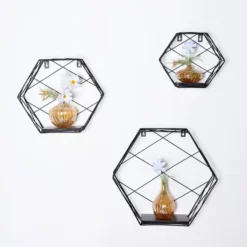 3 Pack Hexagonal Floating Wall Shelves, Decorative Geometric Wall Mounted Shelves - 9"|12"|14" -Home Decor Promotional Store WOD HOPSHLF HEX2 BLK D06.progressive 498a786f 3fb8 4772 bb87 4864b076b101