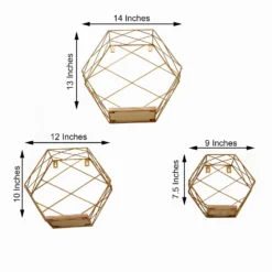 3 Pack Hexagonal Floating Wall Shelves, Decorative Geometric Wall Mounted Shelves - 9"|12"|14" -Home Decor Promotional Store WOD HOPSHLF HEX2 GOLD 98.progressive 588e128d 7b06 49f3 9e65 cdad9be59b54