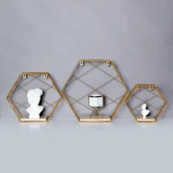 3 Pack Hexagonal Floating Wall Shelves, Decorative Geometric Wall Mounted Shelves - 9"|12"|14" -Home Decor Promotional Store WOD HOPSHLF HEX2 GOLD 02.progressive 1dd4e0e9 2765 4a22 b7c2 2d8b3366daa5