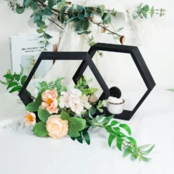 2 Pack Hexagon Wood Centerpiece, Geometric Terrarium, Honeycomb Storage Shelf 9" Tall -Home Decor Promotional Store WOD HOPSHLF HEX3 BLK D03.progressive 71636307 cb46 4702 afa0 4fddbc237e98