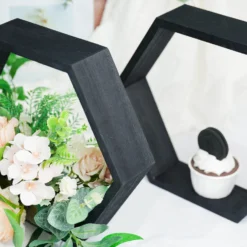 2 Pack Hexagon Wood Centerpiece, Geometric Terrarium, Honeycomb Storage Shelf 9" Tall -Home Decor Promotional Store WOD HOPSHLF HEX3 BLK D04.progressive 5cc97e6d 7c53 4656 b6b6 b26ffe1612f7