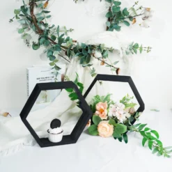 2 Pack Hexagon Wood Centerpiece, Geometric Terrarium, Honeycomb Storage Shelf 9" Tall -Home Decor Promotional Store WOD HOPSHLF HEX3 BLK D05.progressive 7af8354a 95df 4e05 b202 ea65d24ed0c5