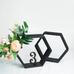 2 Pack Hexagon Wood Centerpiece, Geometric Terrarium, Honeycomb Storage Shelf 9" Tall -Home Decor Promotional Store WOD HOPSHLF HEX3 BLK D06.progressive f914b951 d44a 416f 9078 c49f85c5493e