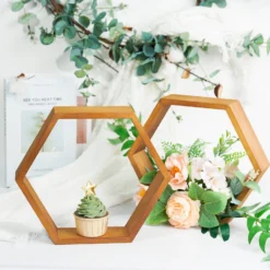 2 Pack Hexagon Wood Centerpiece, Geometric Terrarium, Honeycomb Storage Shelf 9" Tall -Home Decor Promotional Store WOD HOPSHLF HEX3 NAT D05.progressive 5dc1259e f5d5 43f1 bf8e 9a02b95c0670