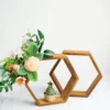 2 Pack Hexagon Wood Centerpiece, Geometric Terrarium, Honeycomb Storage Shelf 9" Tall