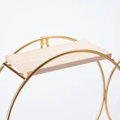 2-Tier Round Floating Shelf, Hanging Wall Shelf With Gold Double Hoop Design - 10"H X 18"L -Home Decor Promotional Store WOD HOPSHLF RND1 GOLD D06