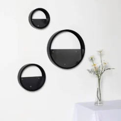 Set Of 3 | Half Moon Wall Planters, Round Metal Wall Hanging Planter, Modern Indoor/Outdoor Terrarium - 6"|8"|12" -Home Decor Promotional Store WOD HOPSHLF RND2 BLK D01.progressive 484ebf32 ad5a 454e 8f4e 807070088a5b