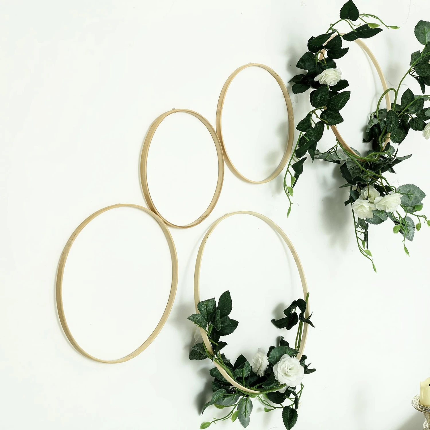 Set Of 5 - Natural Wooden Rings For Crafts, Floral Hoop Wreath Wall Hanging Decor 12 Set Of 5 - Natural Wooden Rings For Crafts, Floral Hoop Wreath Wall Hanging Decor - Image 12
