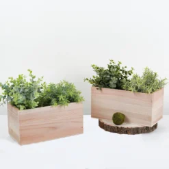 Tan Wood Planter Box, Plant Holder With Removable Plastic Liners -Home Decor Promotional Store WOD PLNT01 10X5 TAN D02.progressive dce13d9a b9f6 4216 b3d7 7d1d43154d8b