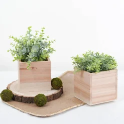 Tan Wood Planter Box, Plant Holder With Removable Plastic Liners -Home Decor Promotional Store WOD PLNT01 5X5 TAN D05.progressive 62702e3a c66d 4411 bb4a ec863ce8bb3e