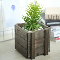 Smoked Brown Rustic Wood Planter Box Set With Removable Plastic Liners -Home Decor Promotional Store WOD PLNT02 5X5 DKBN 01.progressive aa4213c0 fc1d 4705 9f25 e7ffef242982