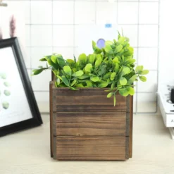 Smoked Brown Rustic Wood Planter Box Set With Removable Plastic Liners -Home Decor Promotional Store WOD PLNT02 6X6 DKBN D03.progressive 9b396dee 3cb0 4ca2 964d e2a608960c36