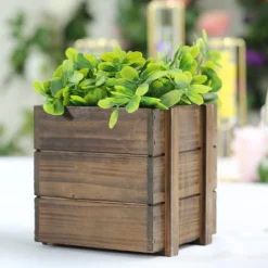 Smoked Brown Rustic Wood Planter Box Set With Removable Plastic Liners -Home Decor Promotional Store WOD PLNT02 6X6 DKBN 01.progressive 70dd4e2d a5b6 4bcb a517 c0a2994b5d77